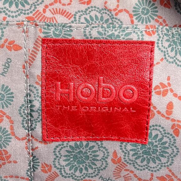 Hobo the Original Brown Leather Shoulder Bag Full Zip Paisley Lining Indie Y2K - Picture 5 of 13